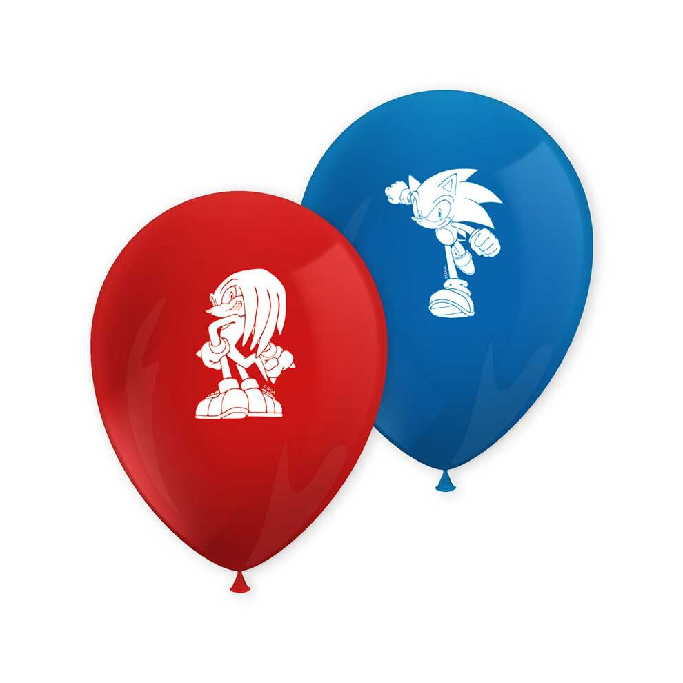 Procos Sonic The Hedgehog Printed Latex Balloons (Pack Of 8) Red/Blue