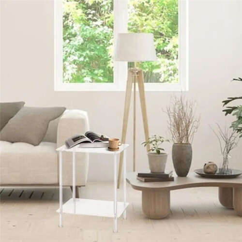 Acrylic Coffee Table Square Side Table Accent Table Sofa Bedside Table Clear Double Tier Snack Tea Side Table for Room 2