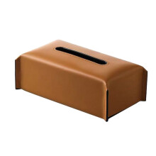Tissue Box Synthetic Leather Napkin Case Living Room Tissue Paper Holder Desktop Home Tabletop Decoration Brown