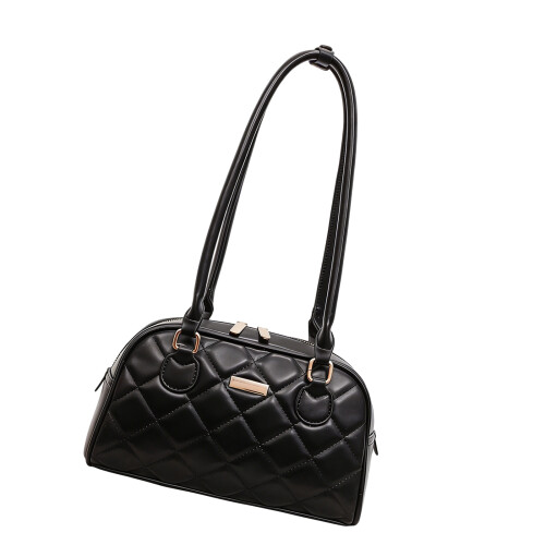 Trendy PU Shoulder Bag Functional Handbag Spacious-Black
