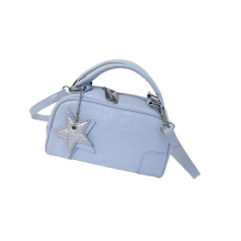 Draagbare PU-leren schoudertas, crossbodytassen voor-lichtblauw