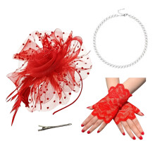 Elegant Victorian Feathered Hair Accessory-Red Size fits all