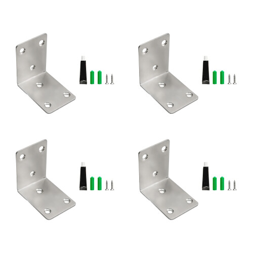 4Pcs Right Angles Fixed Bracket Stainless Steel-Silver 65mm