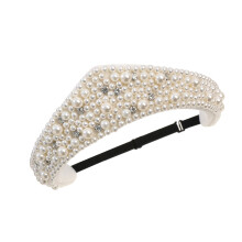 Romantiek brede parels hoofdband met-Witte kleine parel