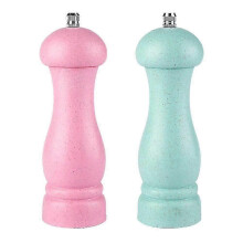 (Pink- Nordic Green  color box) Oak Wood Salt Pepper Grinder Adjustable Coarseness Refillable