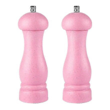 (pink box) Oak Wood Salt Pepper Grinder Adjustable Coarseness Refillable