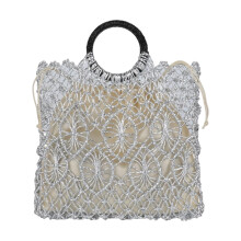 Koppelingen Portemonnee Toted Bag Handgeweven Top Handle-Zilver