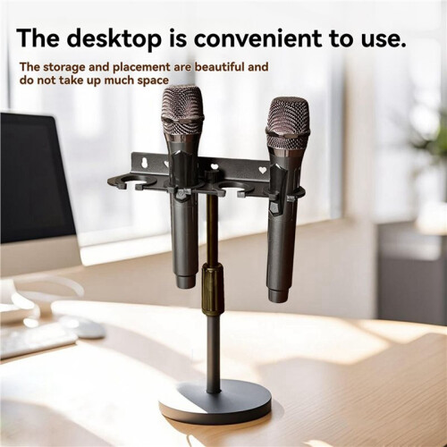 2X Multi Microphone Holder for Mic Stand Storage Organizer for Handheld Dynamic Wired and Wireless Mics Wall Mount 2