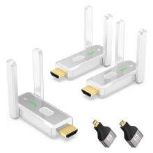 Wireless Transmitter and 2 Receivers Set 500 FT Range 2.4G+5G Plug & 1080P HD Audio and Video Transmission