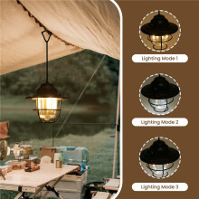 Iluminación Exterior Luces para Acampar Carpa con Dosel Retro Cono de Pino Luces para Acampar Luces de Mano Recargables Negras