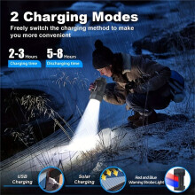 Solar LED Flashlight with COB Side Light Multifunctional Camping Light for Outdoor Camping Hiking Fishing