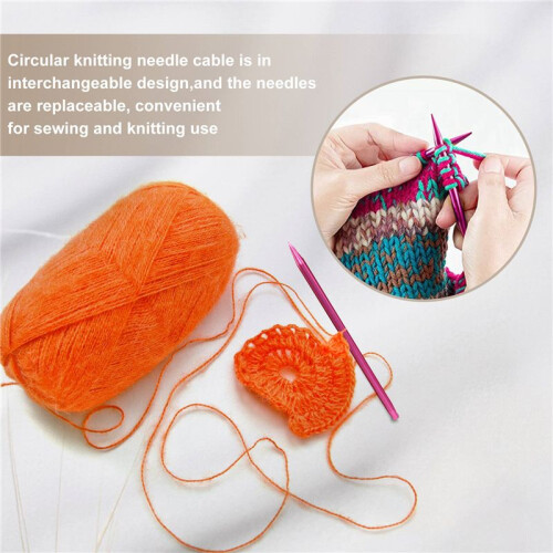 26 Pieces Aluminum Interchangeable Circular Knitting Needle Set,13 Size Interchangeable for Knitting 2