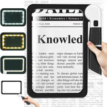 5X Magnifying Glass with 48 LED Lights Handheld Large Rectangle Reading Magnifier Dimmable