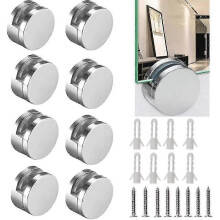 8pcs Mirror Clip Glass Clamp Holder Wall Hanging Zinc Alloy Round Glass Clip Bracket Fixing Kit Hardware for Fixing Bathroom Glass Mirror, Hanging Pic