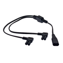 60Cm IEC320 C8 To Double IEC320 C7 Angled Connectors Power