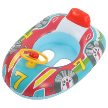 Galleggiante gonfiabile a forma di yacht con fondo blu, volante e fori per le gambe - Galleggiante in PVC anti-perdita per nuoto estivo