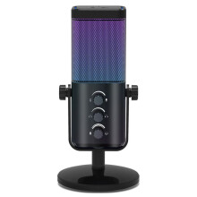 USB Gaming Microphone RGB Condenser Mic with Noise Cancellation Monitoring for Streaming/Recording/ASMR/Video,Black