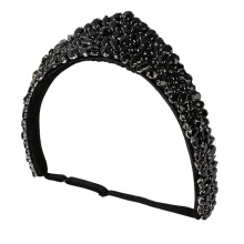 Baroque Theme Rhinestones Headband Elastic Hairhoop For-Black