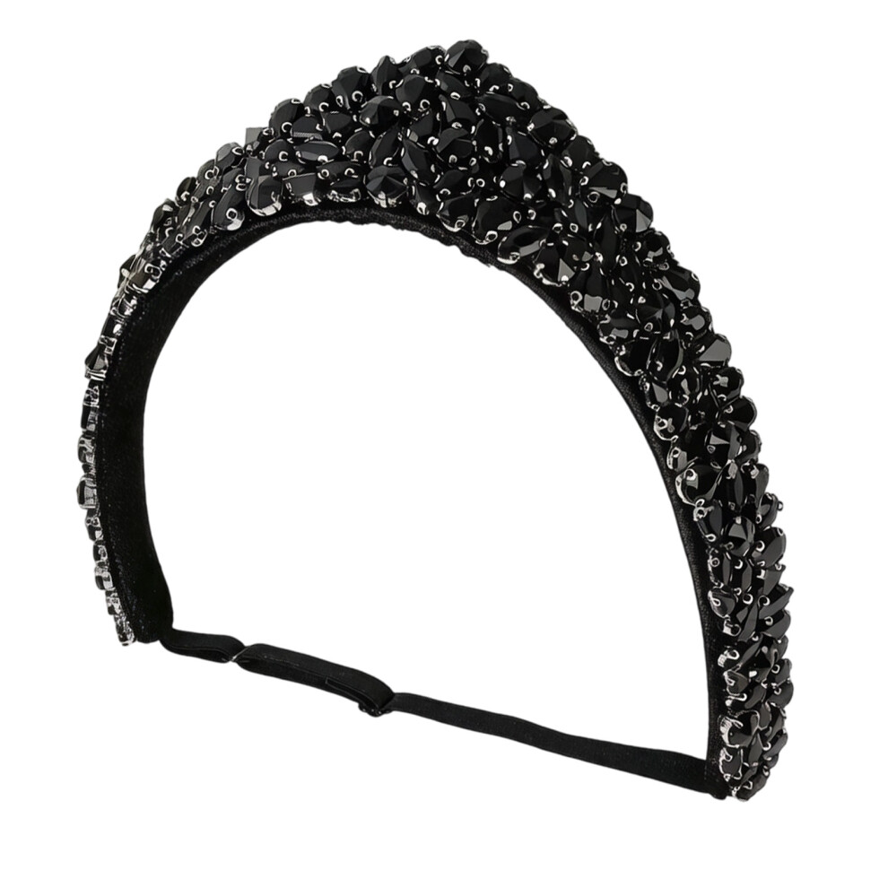 Black Baroque Theme Rhinestones Headband Elastic Hairhoop For