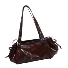 PU lederen handtas met decoratieve strikken Detail-Koffie
