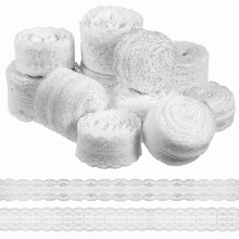 12 Rolls White Delicate Lace Ribbons Ideal for Crafts Gift Flowers and Various Craft Projects