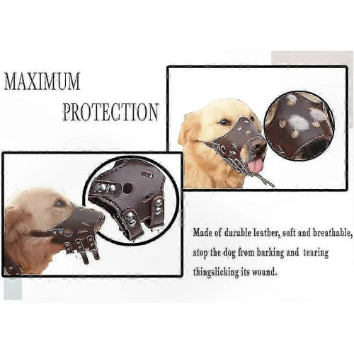 For 2024 Brown Soft Leather Adjustable Dog Muzzle - for Small, Medium And Large Size Dogs S, Pet Accessory 2