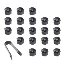 21 in 1 Hexagonal Wheel Lug Nut Covers Bolts Covers Screw Protect Caps 21mm with Clips (Black) Z
