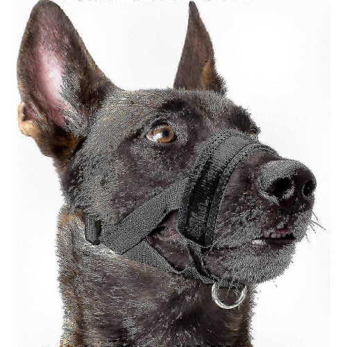 Adjustable Soft Nylon Dog Muzzle for Biting, Barking, Chewing Control, Large Size, Black Color