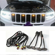 4Pcs One for Four Smoked Shell Yellow Light for Jeep Grand Cherokee 2003-2021 Front Grille LED Light Raptor Style Grill