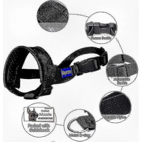Adjustable Soft Nylon Dog Muzzle for Biting, Barking, Chewing Control, Large Size, Black Color 1
