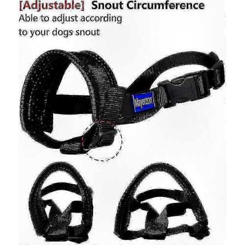 Adjustable Soft Nylon Dog Muzzle for Biting, Barking, Chewing Control, Large Size, Black Color 2