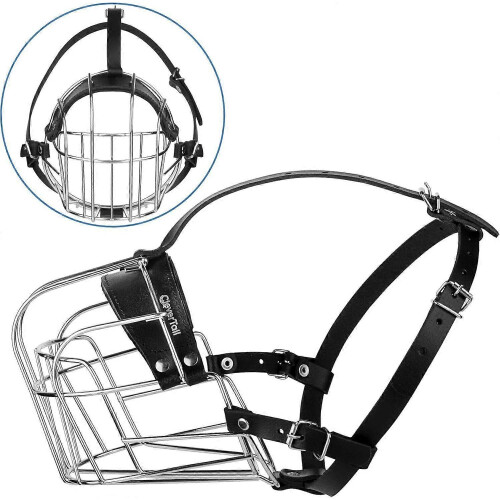 Metal Dog Muzzle for Large Sized Dogs  Heavy Duty Rottweiler Muzzle  Basket