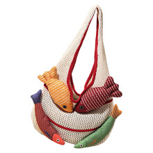 Sac fourre-tout en Crochet pour femmes, sac de plage en-Rouge