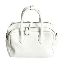 Women Satchel Purses and Handbags Leather Bostons Barrels-White
