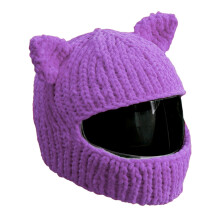 Grappige katten oorhelm stofkap elastische helm-Paars