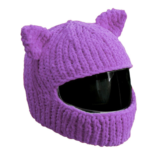 Grappige katten oorhelm stofkap elastische helm-Paars