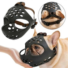 (M) Short Snout Dog Muzzle, Soft Silicone Breathable Flat Faced Muzzle for French Bulldog and Pug for Biting Chewing Licking and Grooming