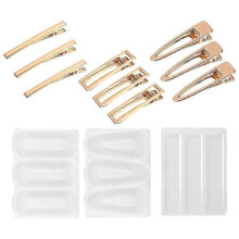 12pcs Fantastic DIY Silicone Molds and Hair Set Epoxy Resin Hair Clip Casting Mold Kit Jewelry Mould