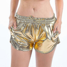 (XL, Gold) Women Drawstring Elastic Waist Short Hot Pants Casual Lounge Mini Pant Bermuda Bottoms
