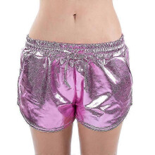 (S, Pink) Women Drawstring Elastic Waist Short Hot Pants Casual Lounge Mini Pant Bermuda Bottoms