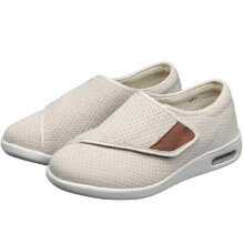(41, Beige) Wide Adjusting Soft Comfortable Shoes Orthopedic Walking Shoes For The Old Breathable Hook-and-loop Design Shoes