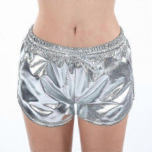 (2XL, Silver) Women Drawstring Elastic Waist Short Hot Pants Casual Lounge Mini Pant Bermuda Bottoms