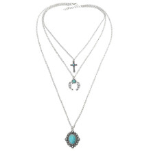Stylish Bohemia Multilayer Alloy Horn Choker Pendant Necklace Trendy Neck Jewelry