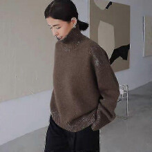 (M, brown) Autumn And Winter New Thick Cashmere Sweater Women High Neck Pullover Sweater Warm Loose Knitted Base Sweater Jacket Tops Zekai