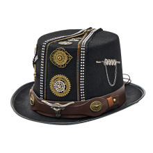 Accessoires de Costume élégants en métal lourd, chapeau-Noir