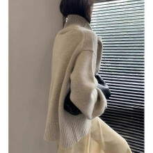 (S, gray) Autumn And Winter New Thick Cashmere Sweater Women High Neck Pullover Sweater Warm Loose Knitted Base Sweater Jacket Tops Zekai