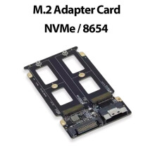 SFF-8654 8i to 2 M.2 2280 Nvme Adapter Board for Motherboard External  Card GPU 2.5 HDD Heatsink 8654 Cable A