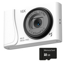 Digital Camera 4K 64 Million Pixels 16x Zoom Compact Cameras Autofocus for Kid Adult Student Beginners Photography White