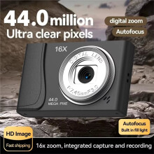 Digital Camera 4K 64 Million Pixels 16x Zoom Compact Cameras Autofocus for Kid Adult Student Beginners Photography Black