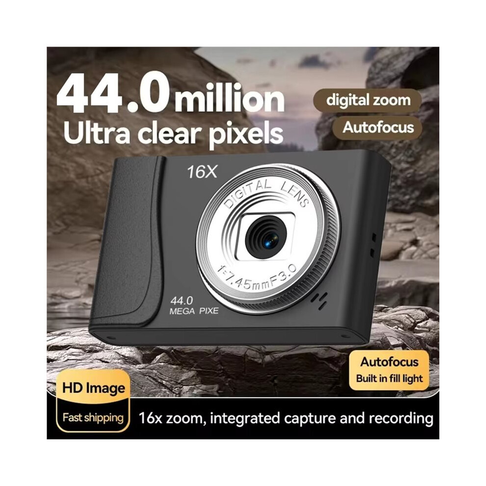 Digital Camera 4K 64 Million Pixels 16X Zoom Compact Cameras Autofocus For Kid Adult Student Beginners Photography Black 6031119601424